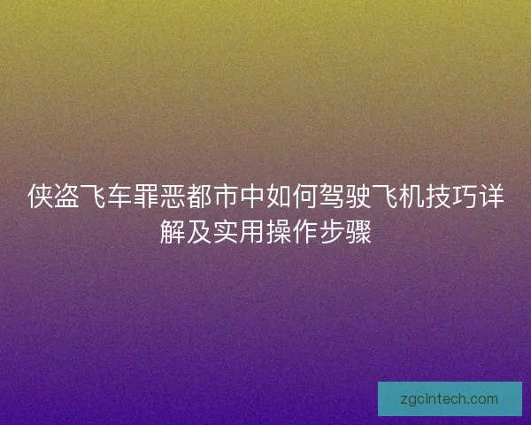 侠盗飞车罪恶都市中如何驾驶飞机技巧详解及实用操作步骤