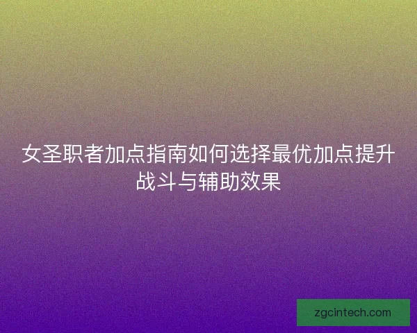 女圣职者加点指南如何选择最优加点提升战斗与辅助效果